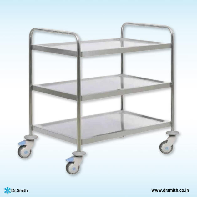 Dr.Smith Stainless Steel Instrument Trolley with Three Shelves
